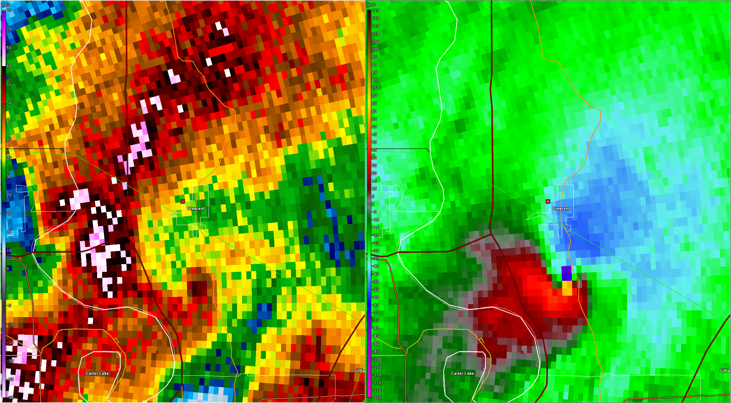 The Eppley Airfield/Crescent, IA tornado at peak intensity