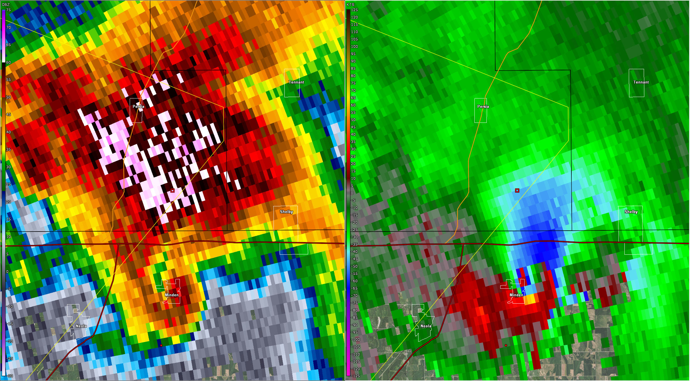 The Minden, IA tornado at peak intensity.