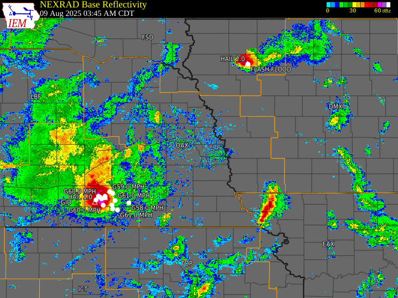 Radar loop of damaging-wind event #1
