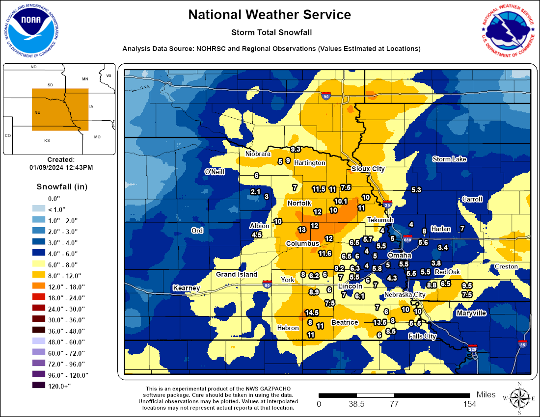 Storm Total Snowfall Map