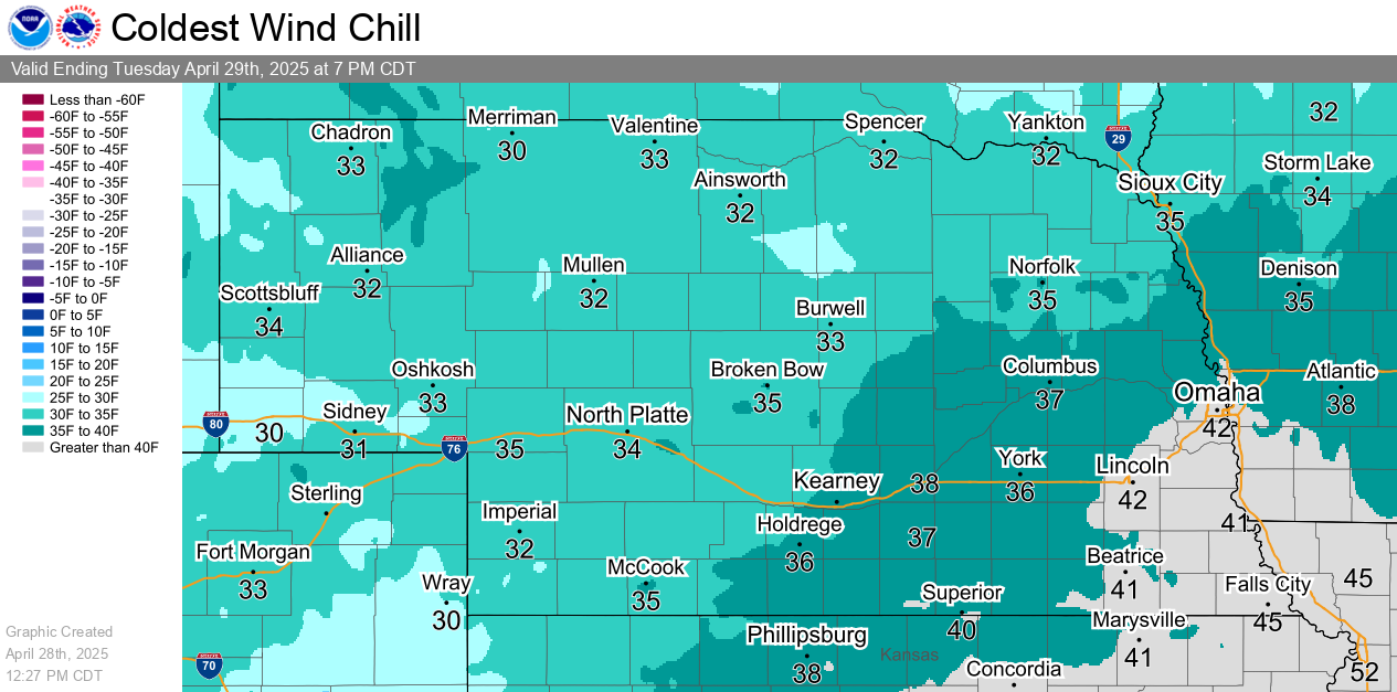 Tomorrow's Coldest Wind Chills