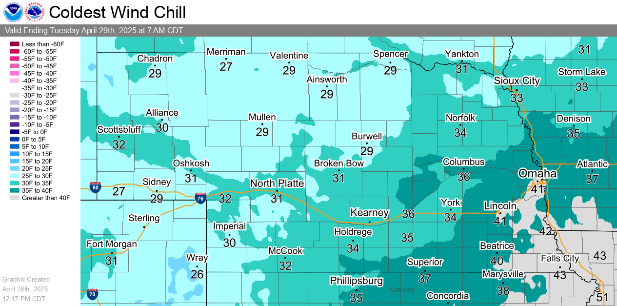Tonight's Coldest Wind Chills