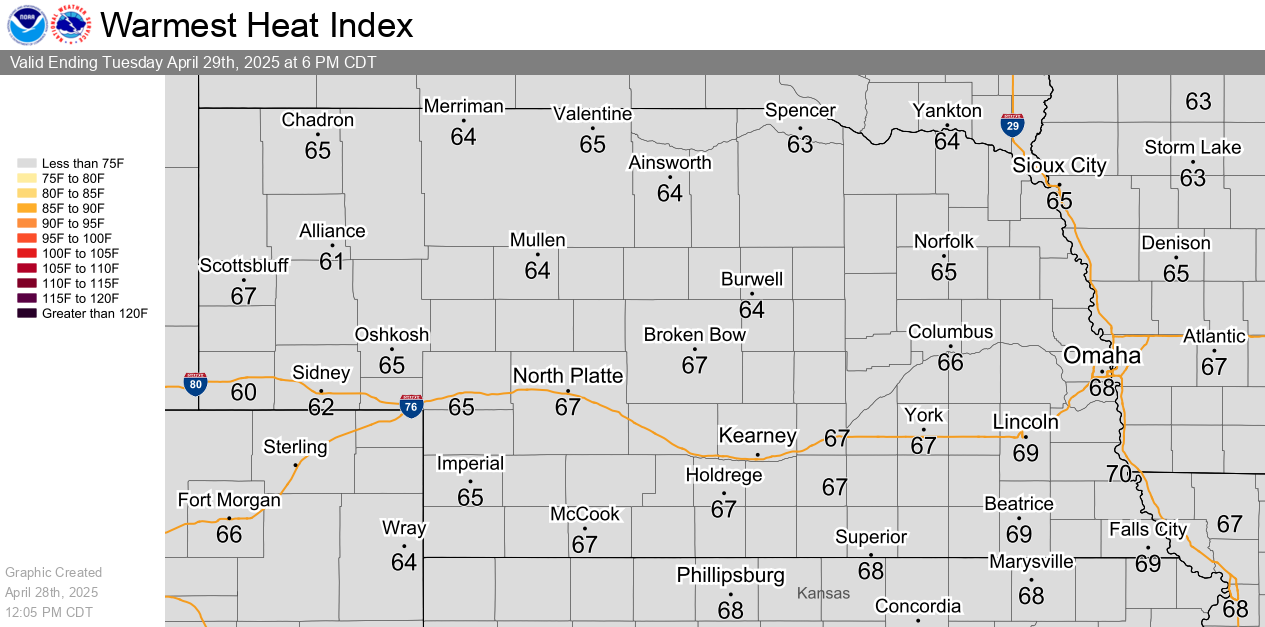 Tomorrow's Warmest Heat Index