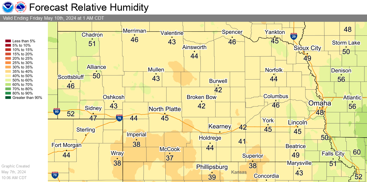 The next day's Relative Humidity Forecast