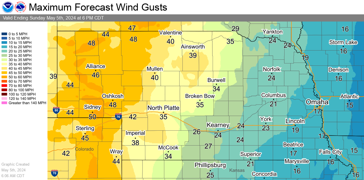Today's Wind Gust Forecast
