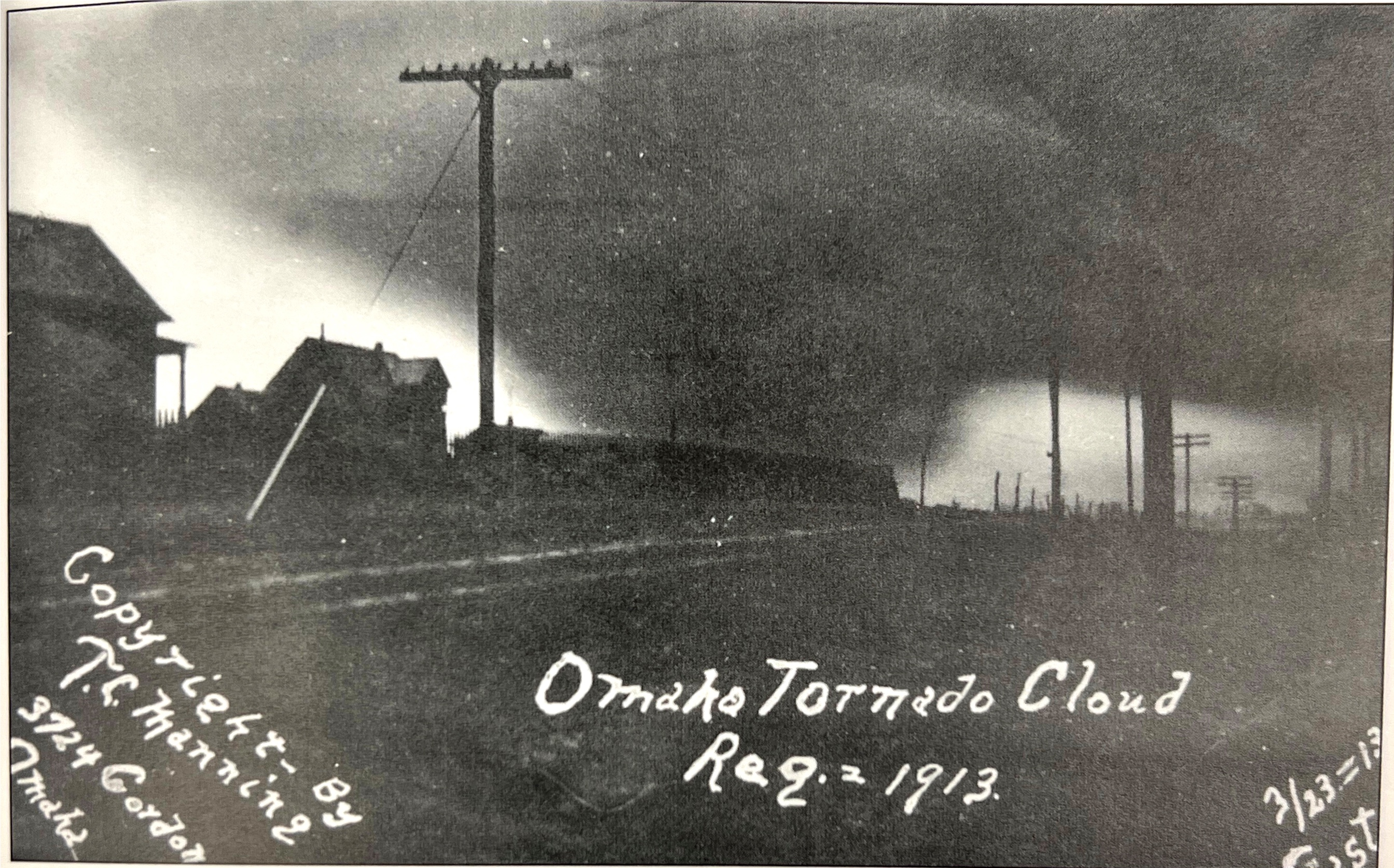 Photo of the Omaha tornado.  Location unknown.  