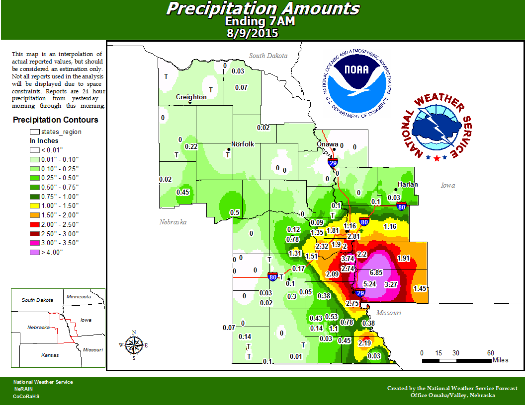 4″ of rain fell in parts of Iowa Tuesday