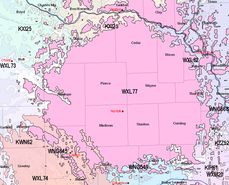 WXL77 Coverage map