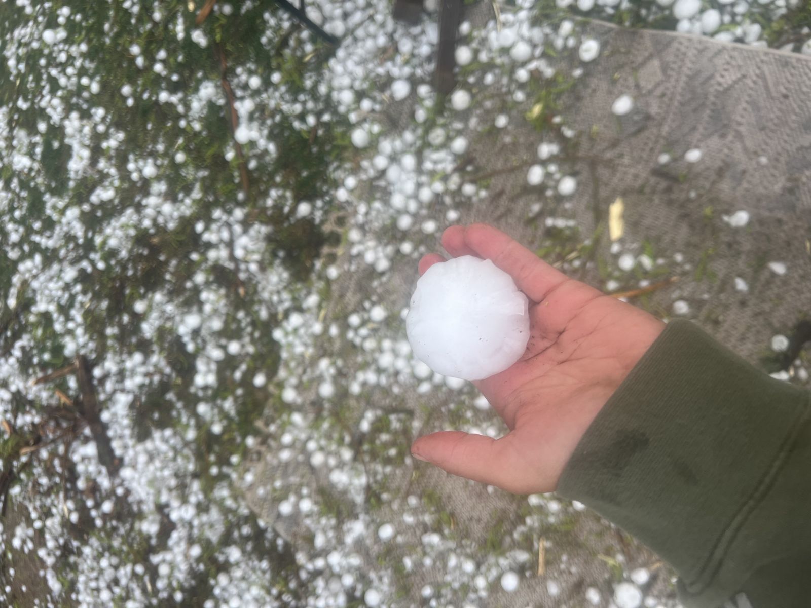 Photo of baseball-size hail from Fremont, NE
