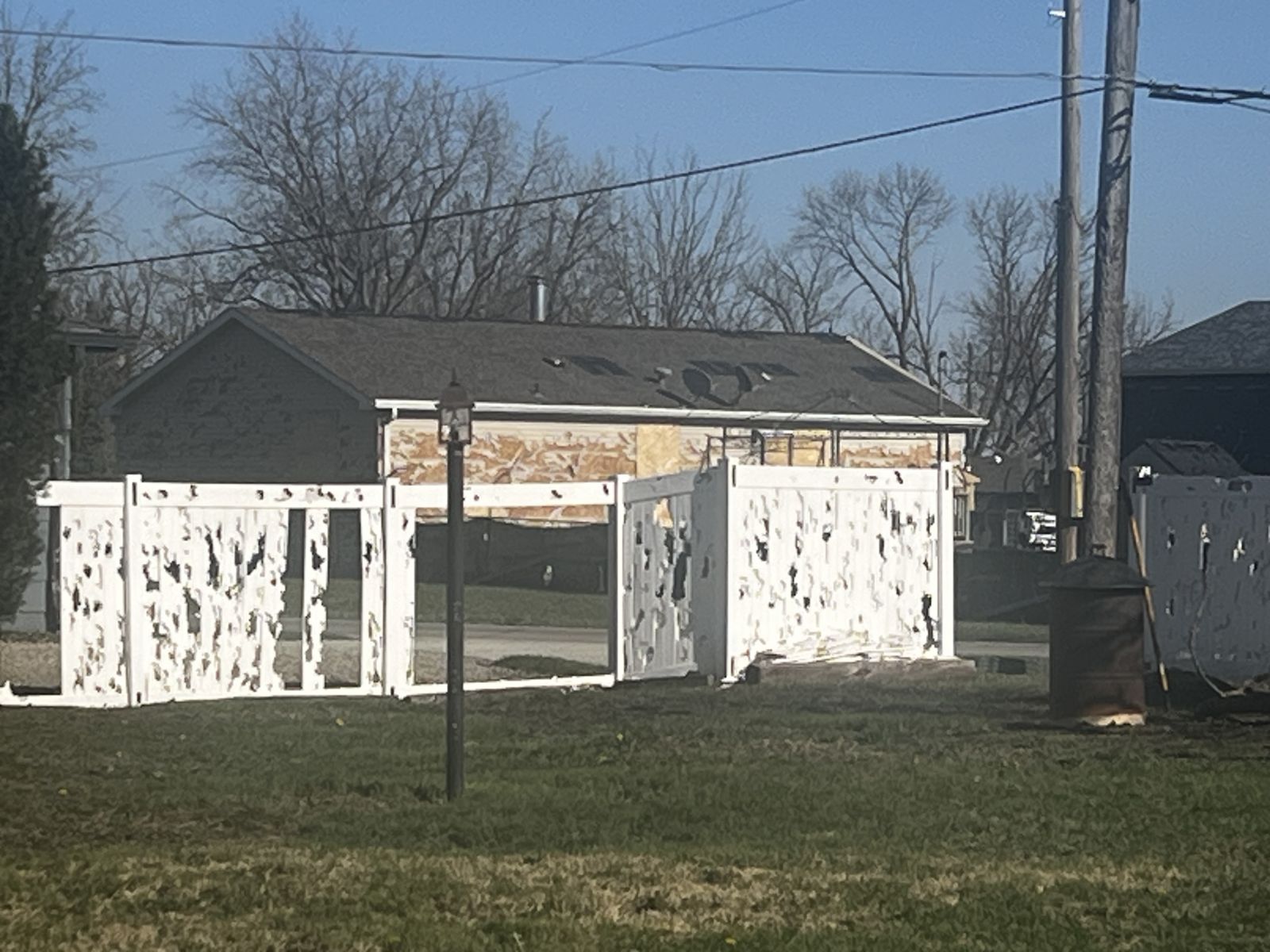 Photo of damage from wind-driven hail in Fremont, NE