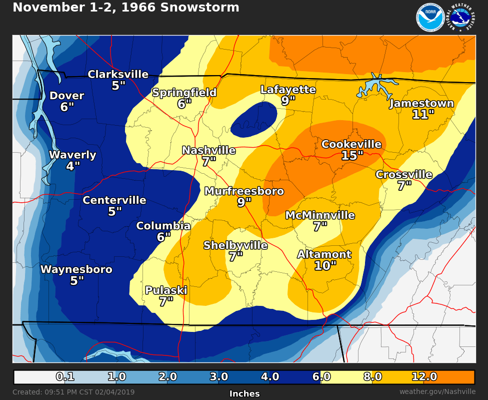 November 1-2, 1966 Snow Totals