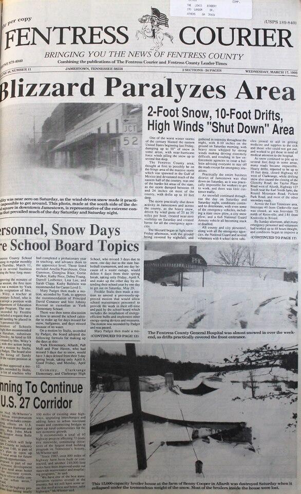 Jamestown newspaper article