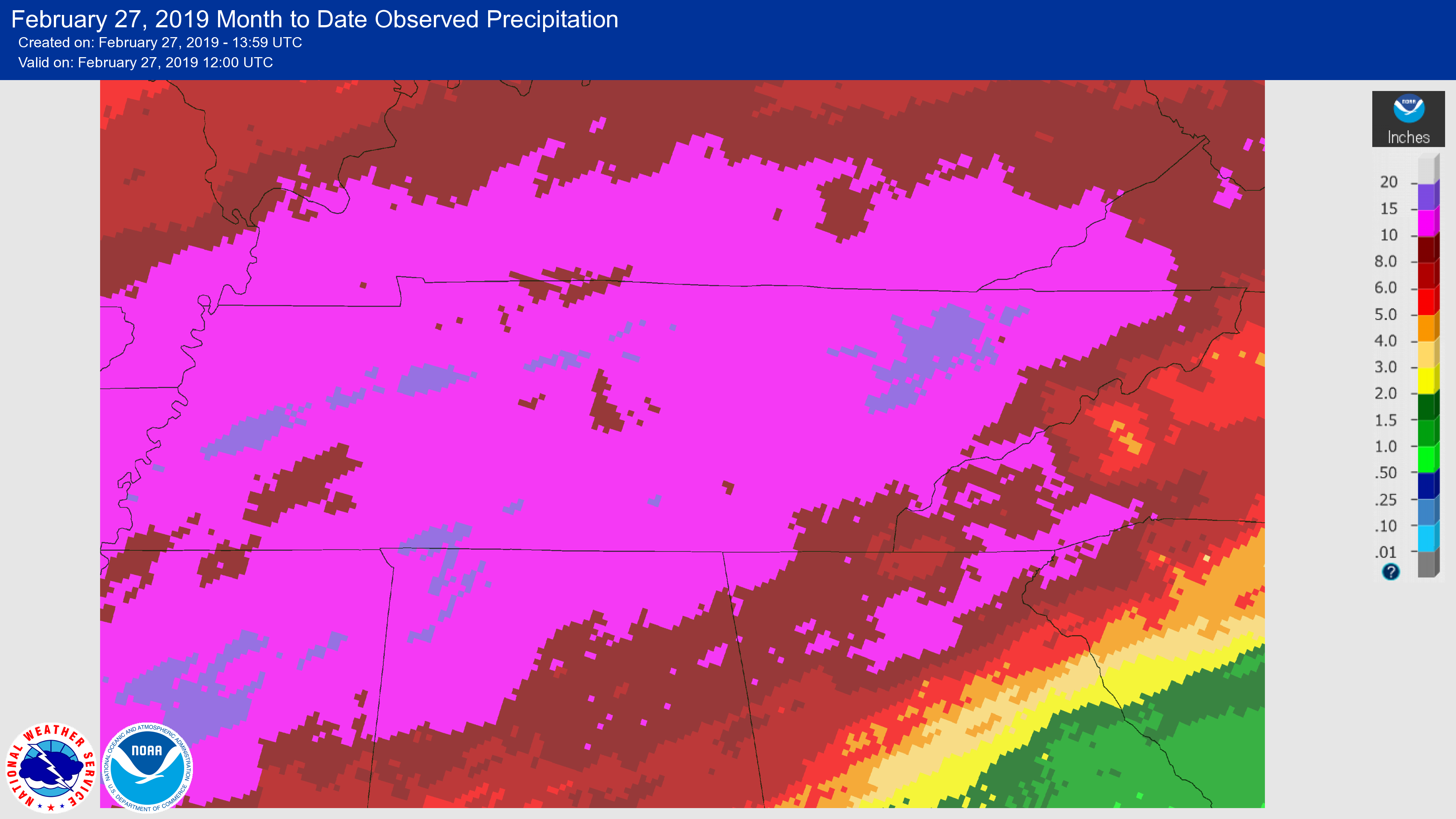 February 2019 Observed Rainfall