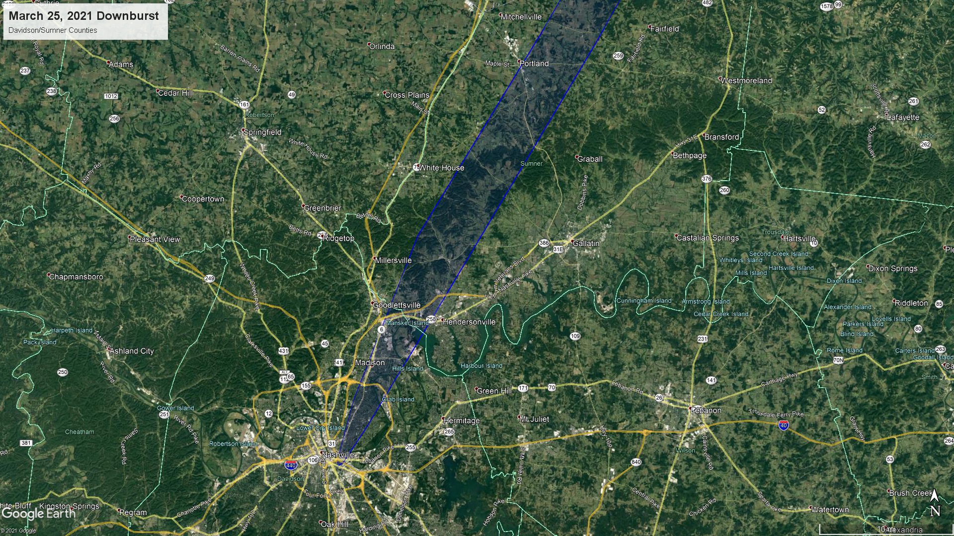 Downburst map