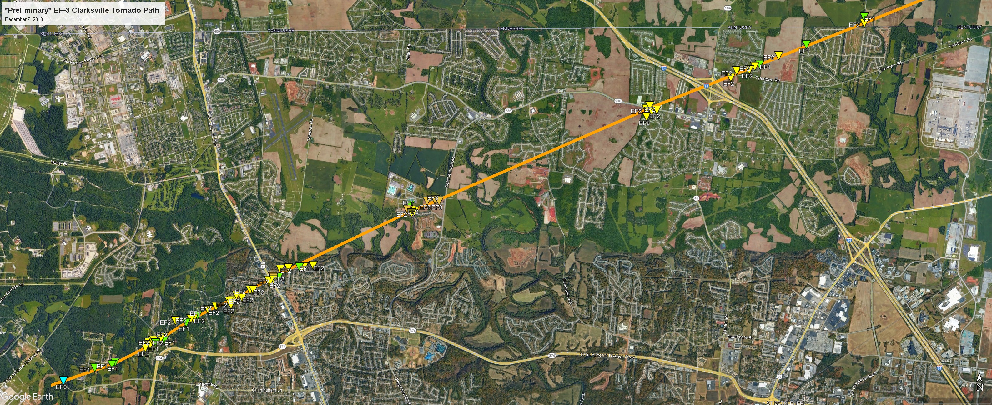 Tennessee tornadoes path See where they hit in Clarksville, Nashville
