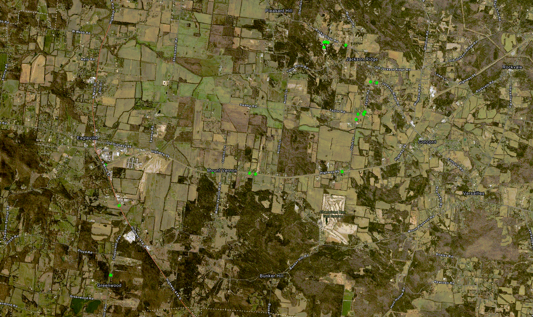 Eagleville Straight-Line Wind Map