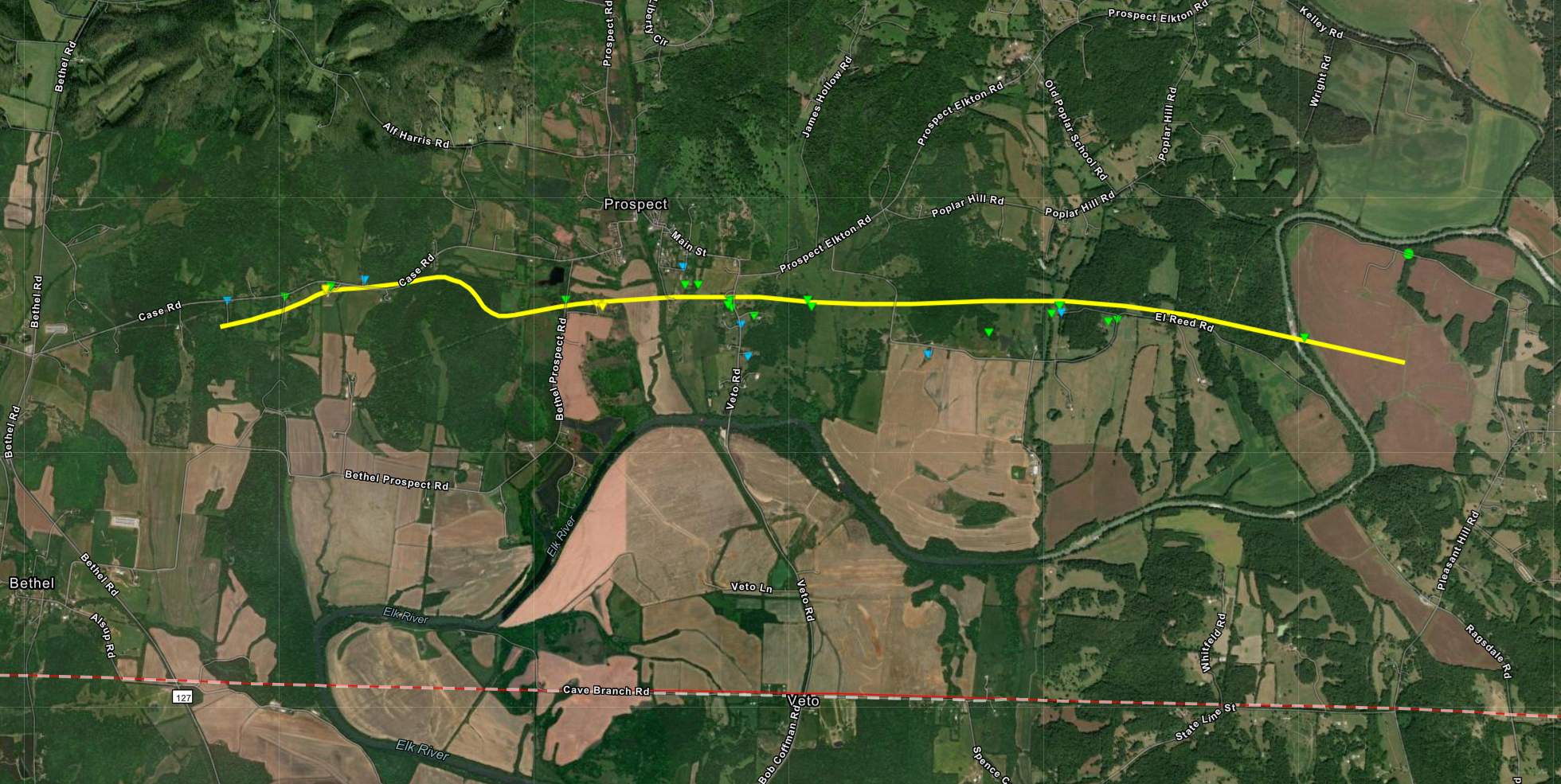 Prospect Tornado Path Map
