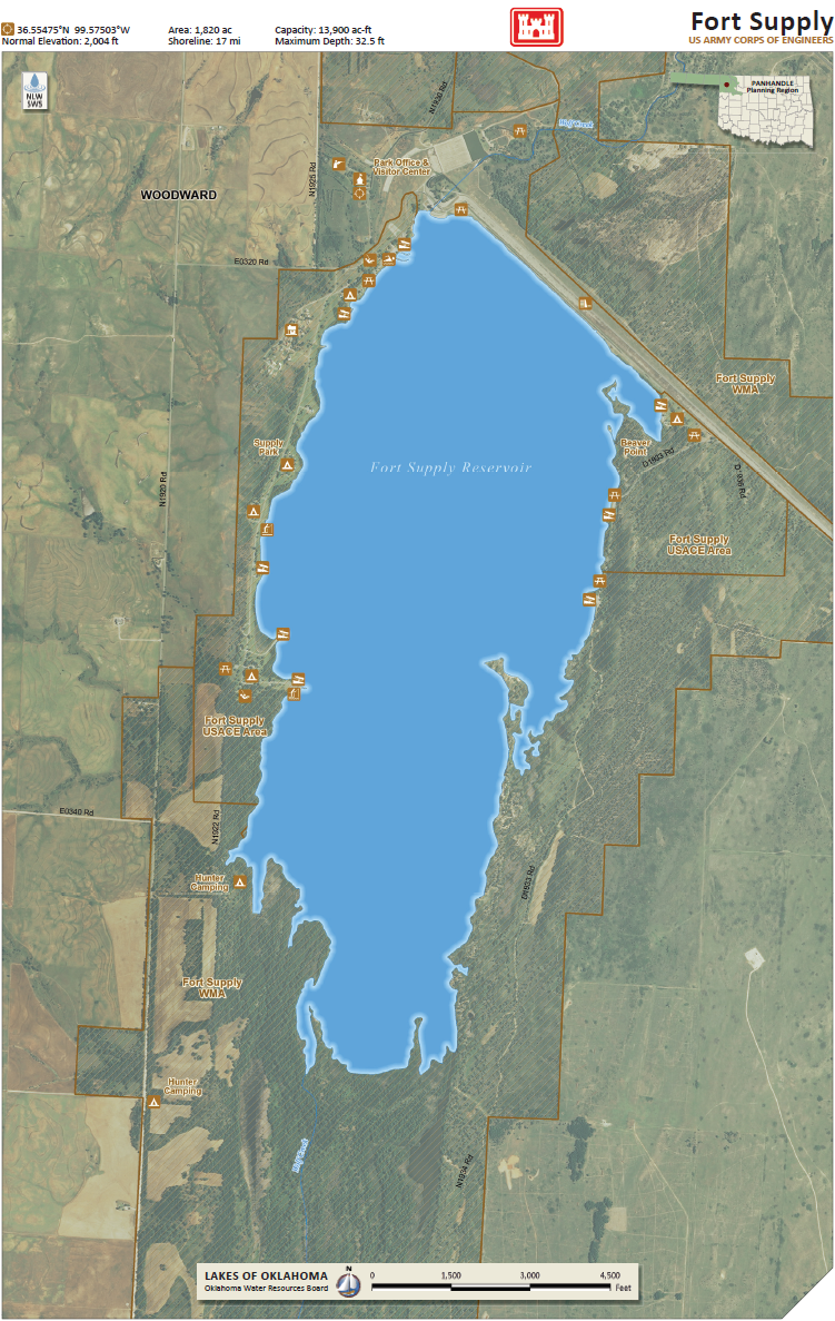 OWRB Map for Fort Supply Lake