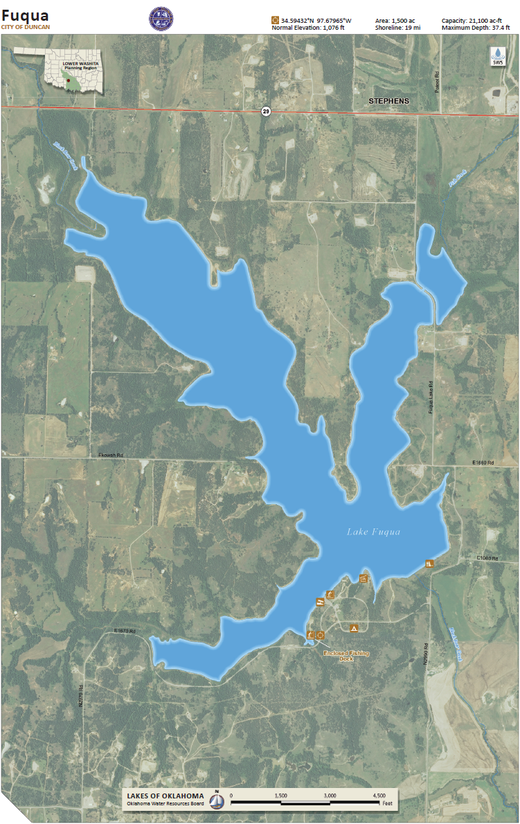 OWRB Lake Map for Lake Fuqua