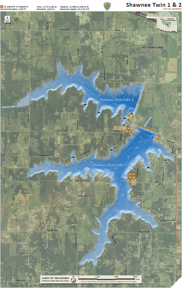 OWRB Lake Map for Shawnee Twin Lakes