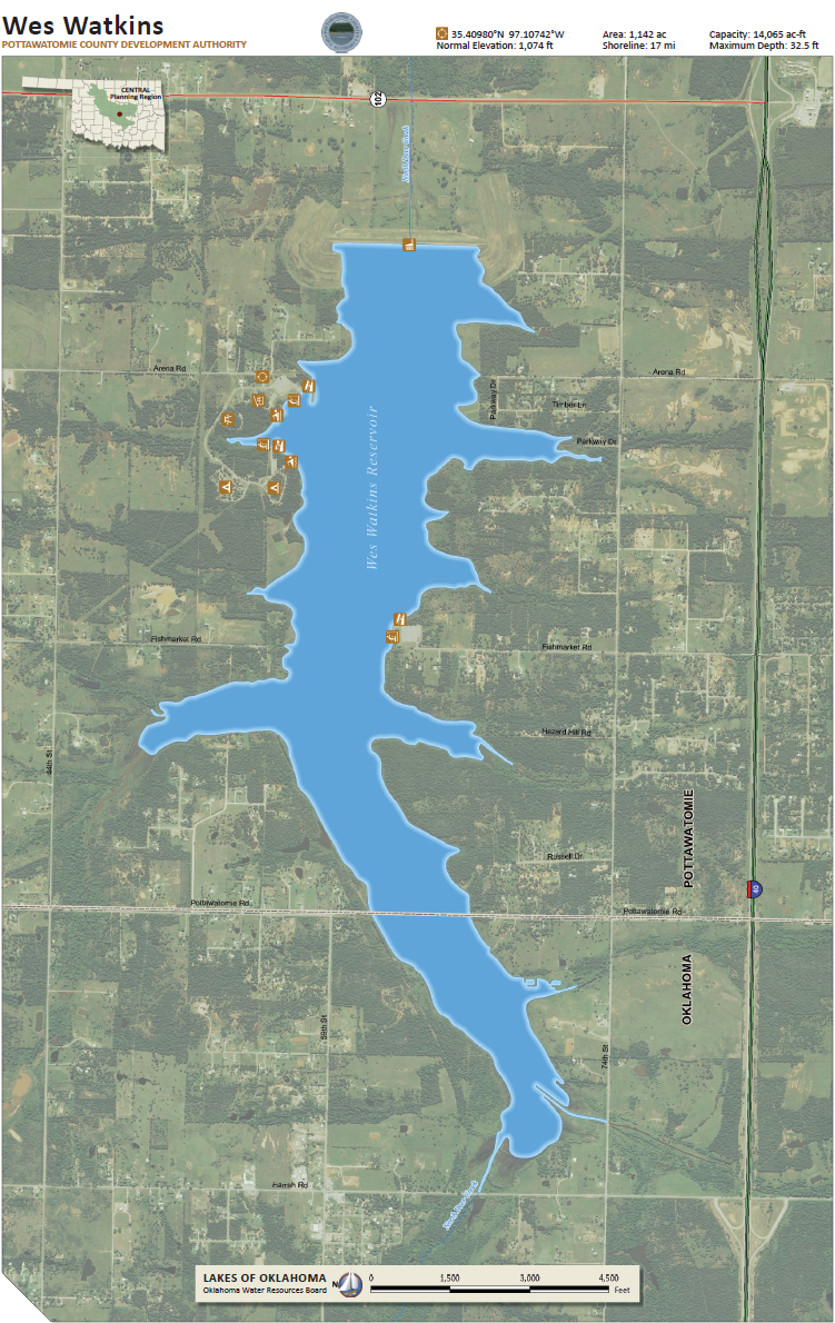 OWRB Lake Map for Lake Wes Watkins