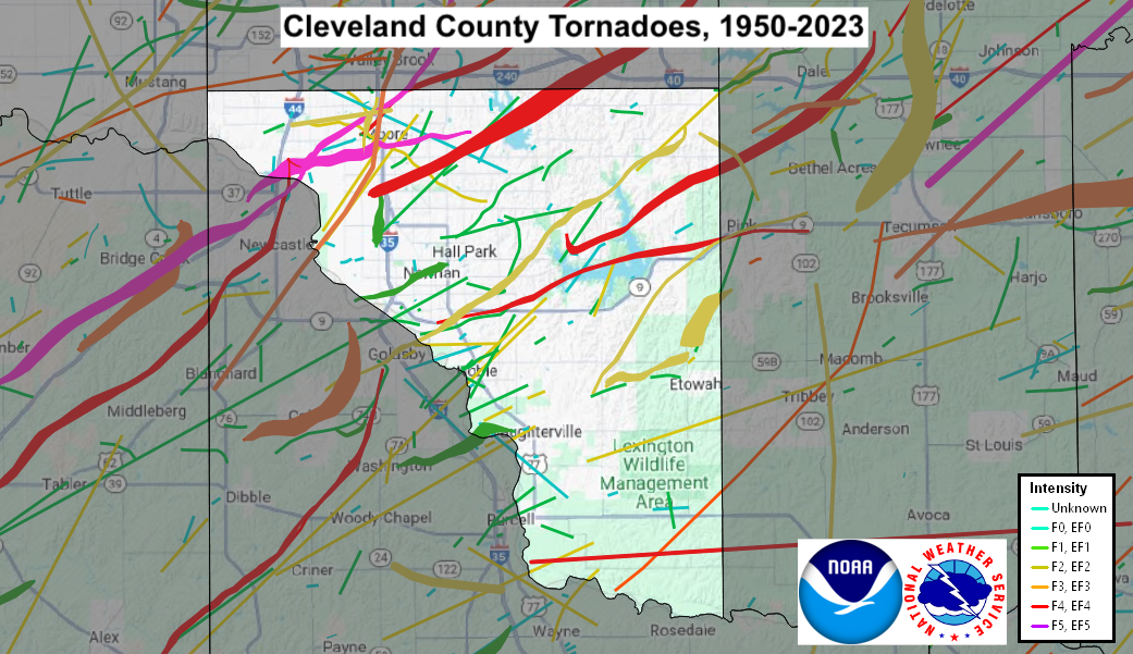 Cleveland County, OK Tornadoes (1875-Present)