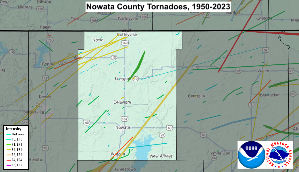 Tornado Track Map for Nowata County, OK