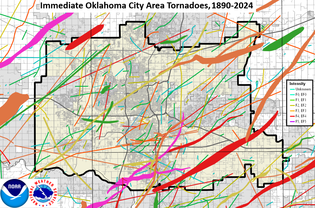 Tornadoes in the Oklahoma City, Oklahoma Area Since 1890