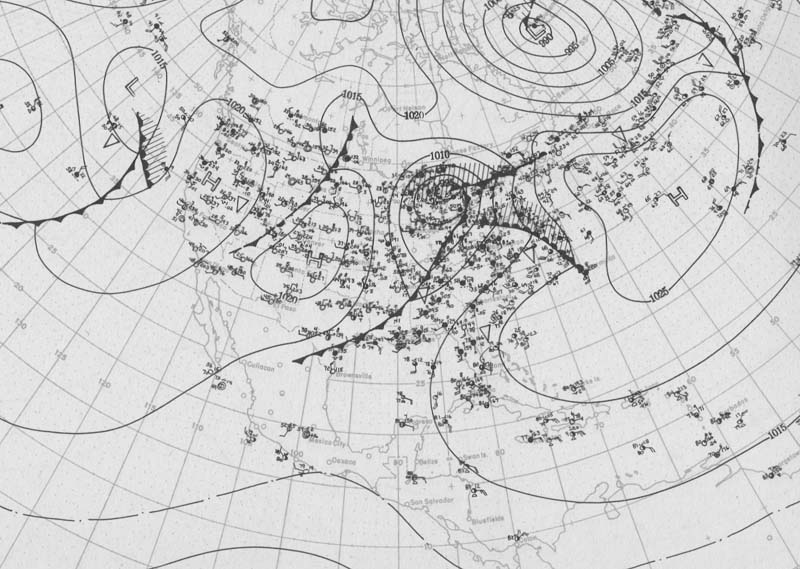 U.S. Weather Bureau Surface Analysis at 7:00 am CST (1300 UTC) on April 22, 1912.