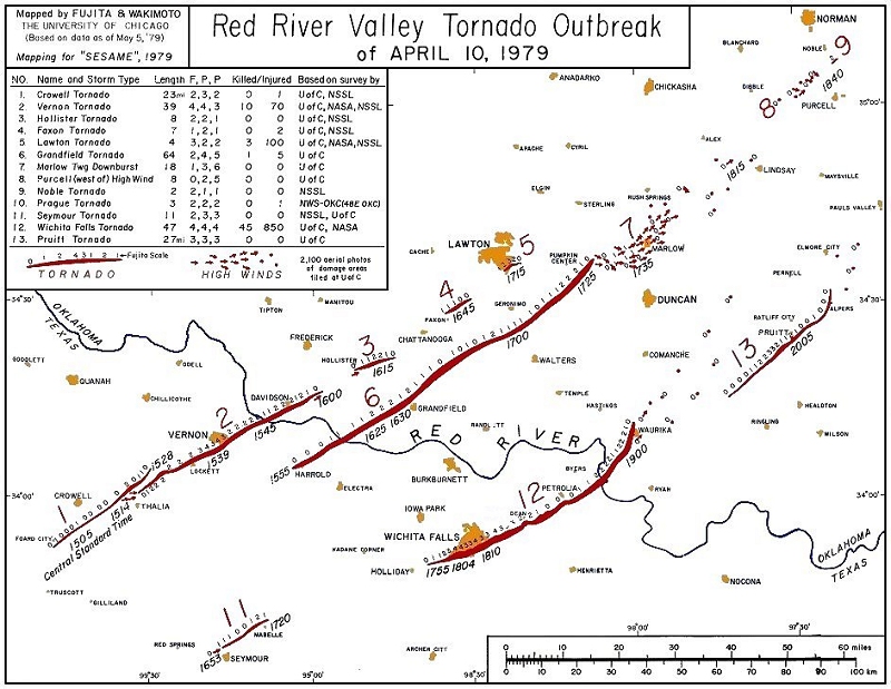 April 10, 1979 Tornado Track Map