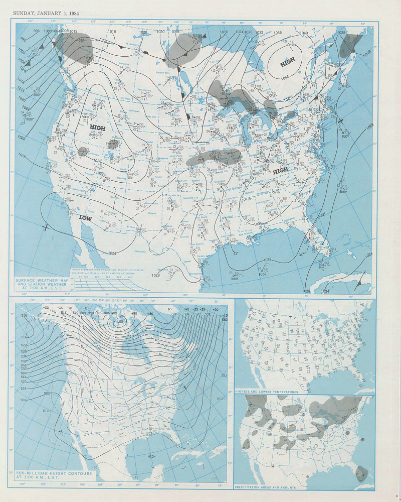 Daily Weather Map for January 1, 1984