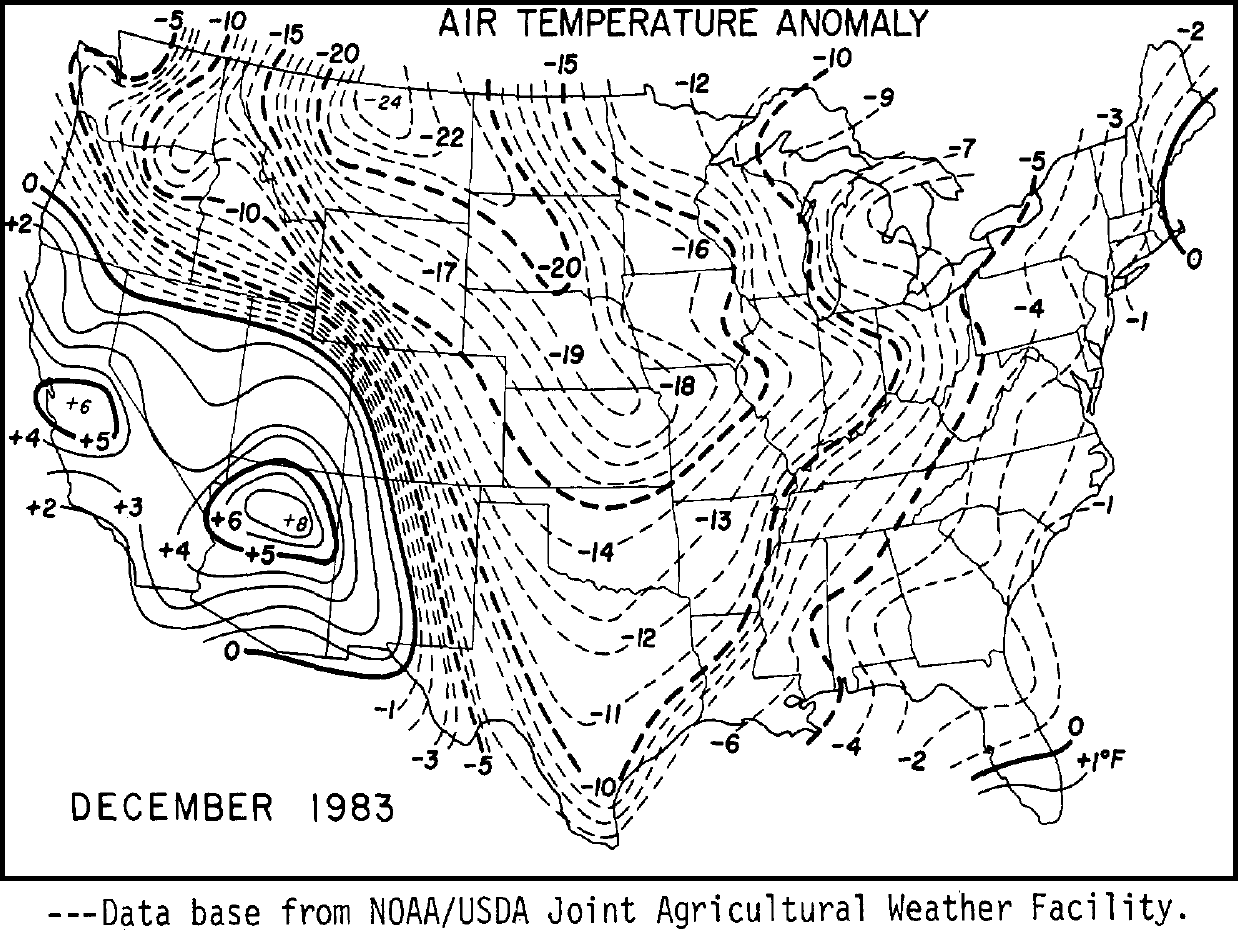 Air Temperature Anomaly for December 1983 for the Continental United States