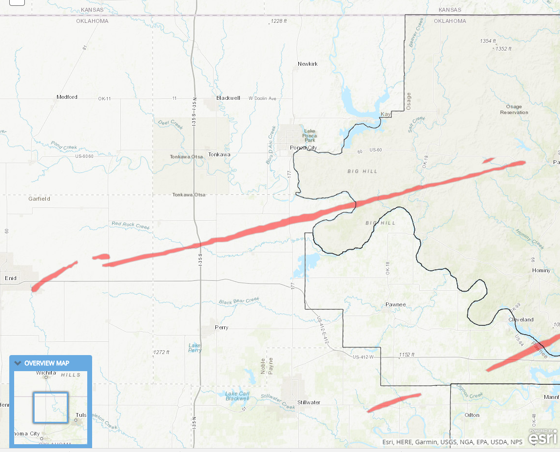 Damage Path Track of the April 26, 1991 Red Rock Tornado