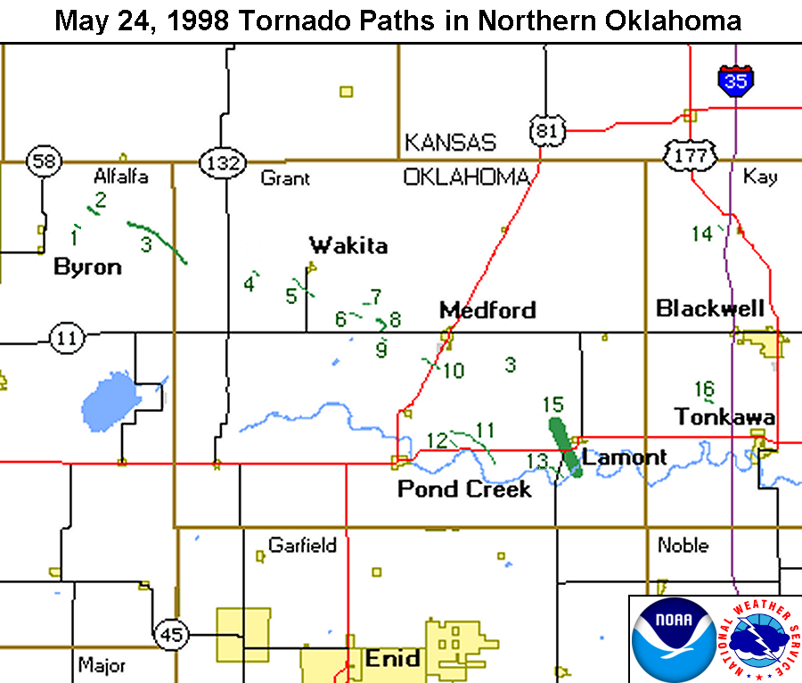 May 24, 1998 Tornado Paths