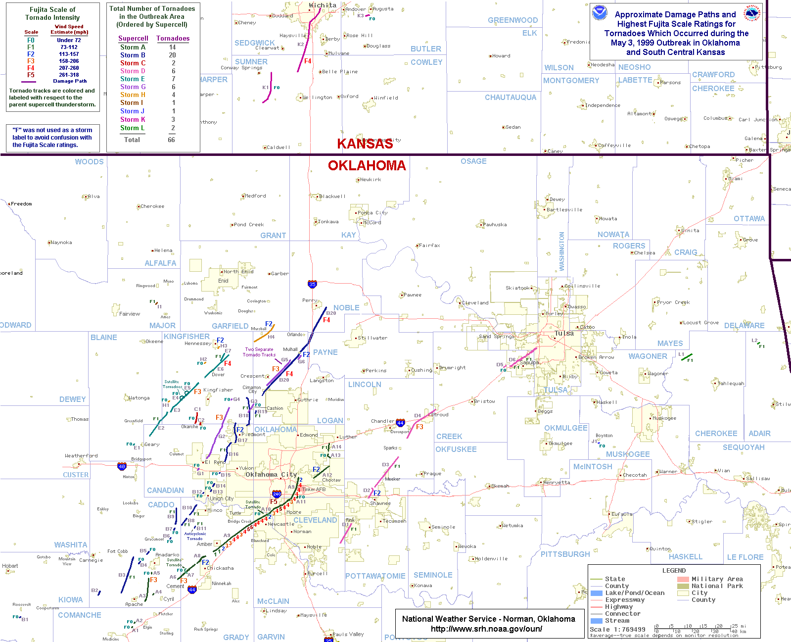 The Great Plains Tornado Outbreak of May 3-4, 1999 - Storm Data and Tornado Data