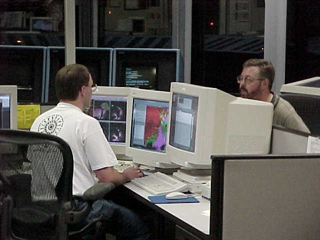Photo of NWS Norman severe weather operations during the evening of May 3, 1999