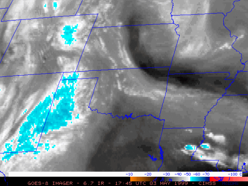 IR Satellite Loop from 11:45 AM-6:45 PM CDT on May 3, 1999