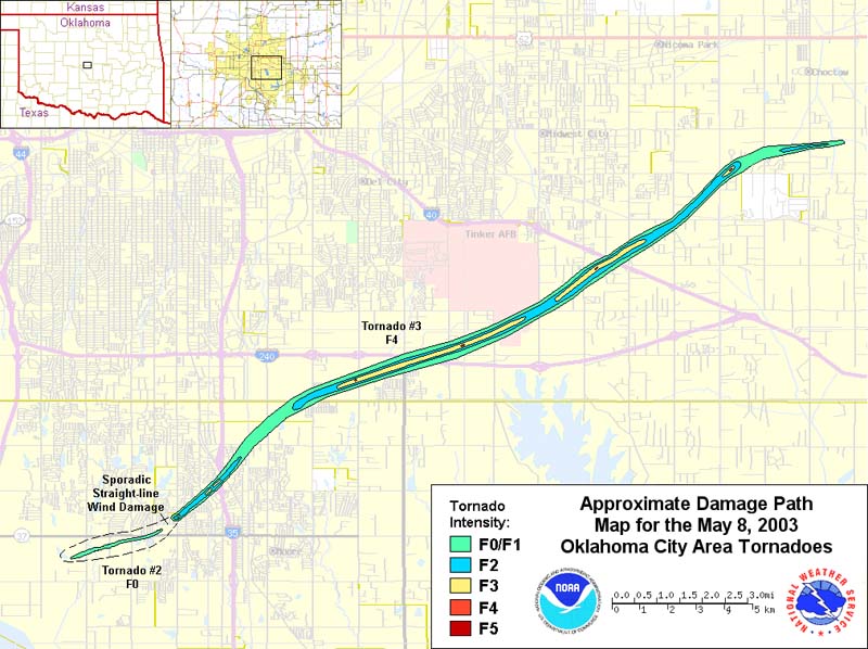 Approximate Path of the May 8, 2003 Moore-South OKC Area Tornado