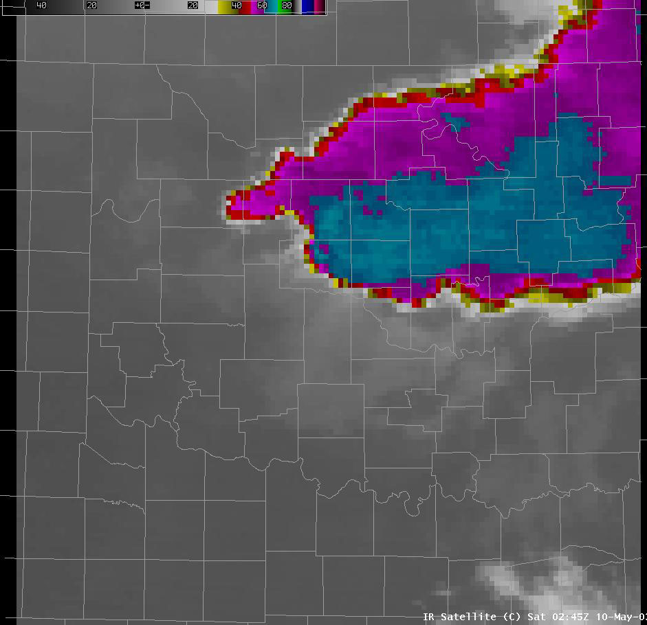 Satellite Image for 9:45 PM CDT, 5/09/2003