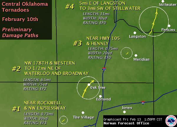 Preliminary Tornado Damage Path Map for the Oklahoma City, OK Metro Area