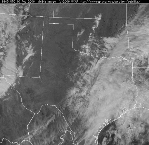 Visible Satellite Image at 12:45 pm CST, February 10, 2009