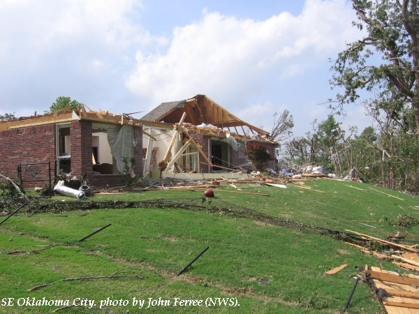 Damage to a home in southeast Oklahoma City.