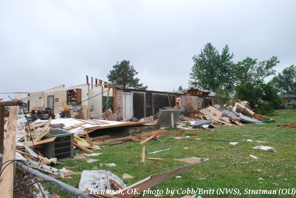 Home damage in Tecumseh, OK