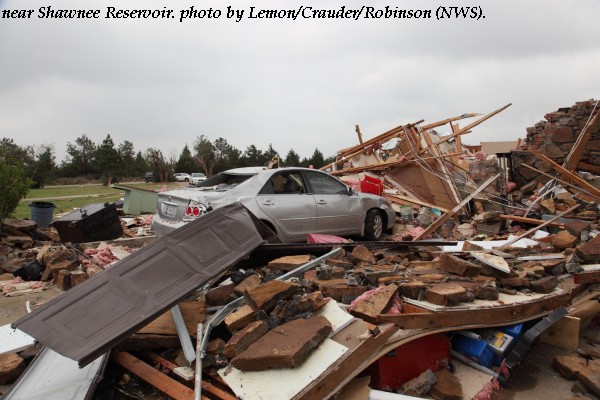 House damage west of Shawnee, OK.