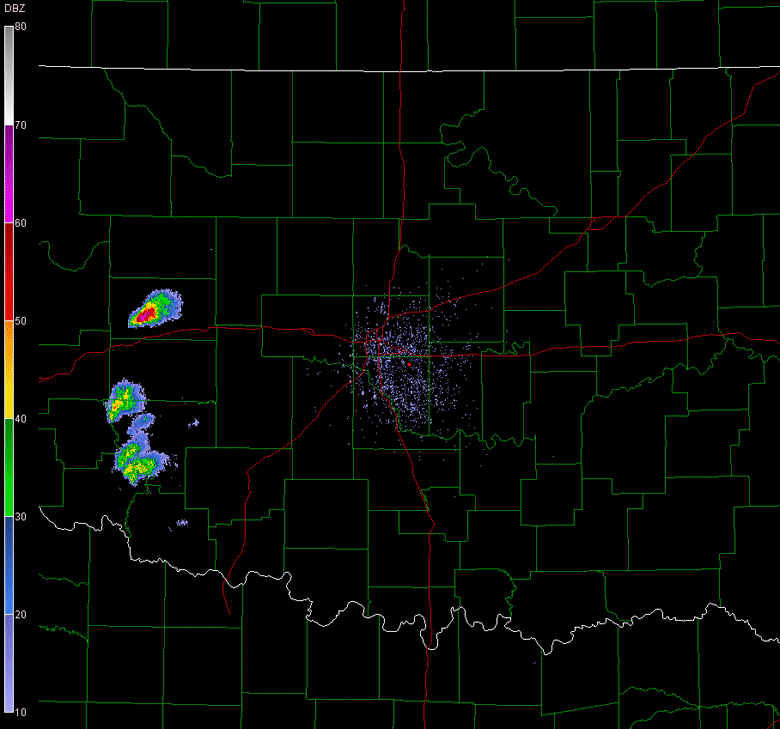 Twin Lakes, OK (KTLX) Radar Reflectivty Loop from 2-7 pm CDT on 5/24/2011