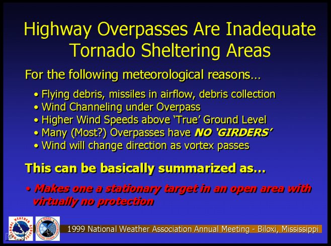 Highway Overpasses Are Inadequate Tornado Sheltering Areas