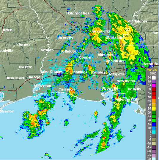 Image from the radar located at the NWS Lake Charles Forecast Office