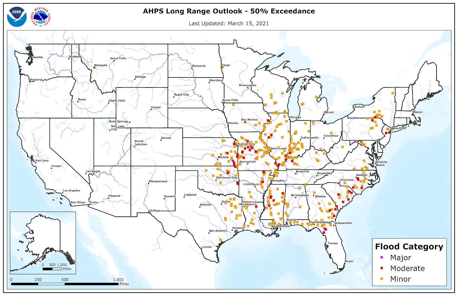 2021 Greater than 50% chance of exceeding flood categories