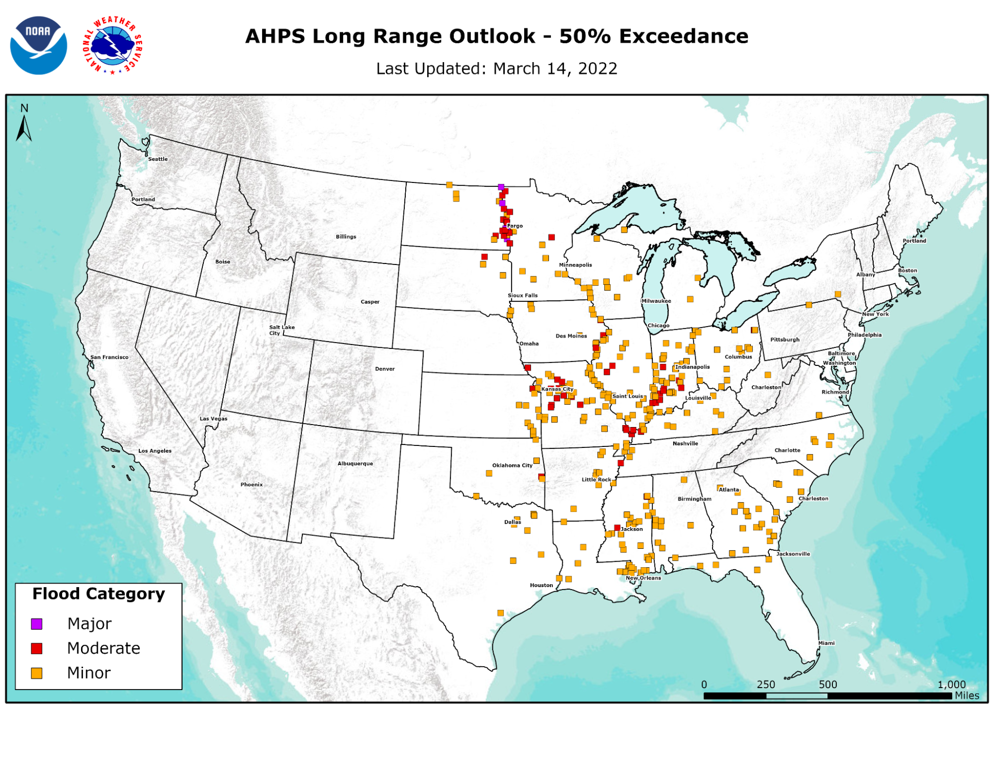 2022 Greater than 50% chance of exceeding flood categories