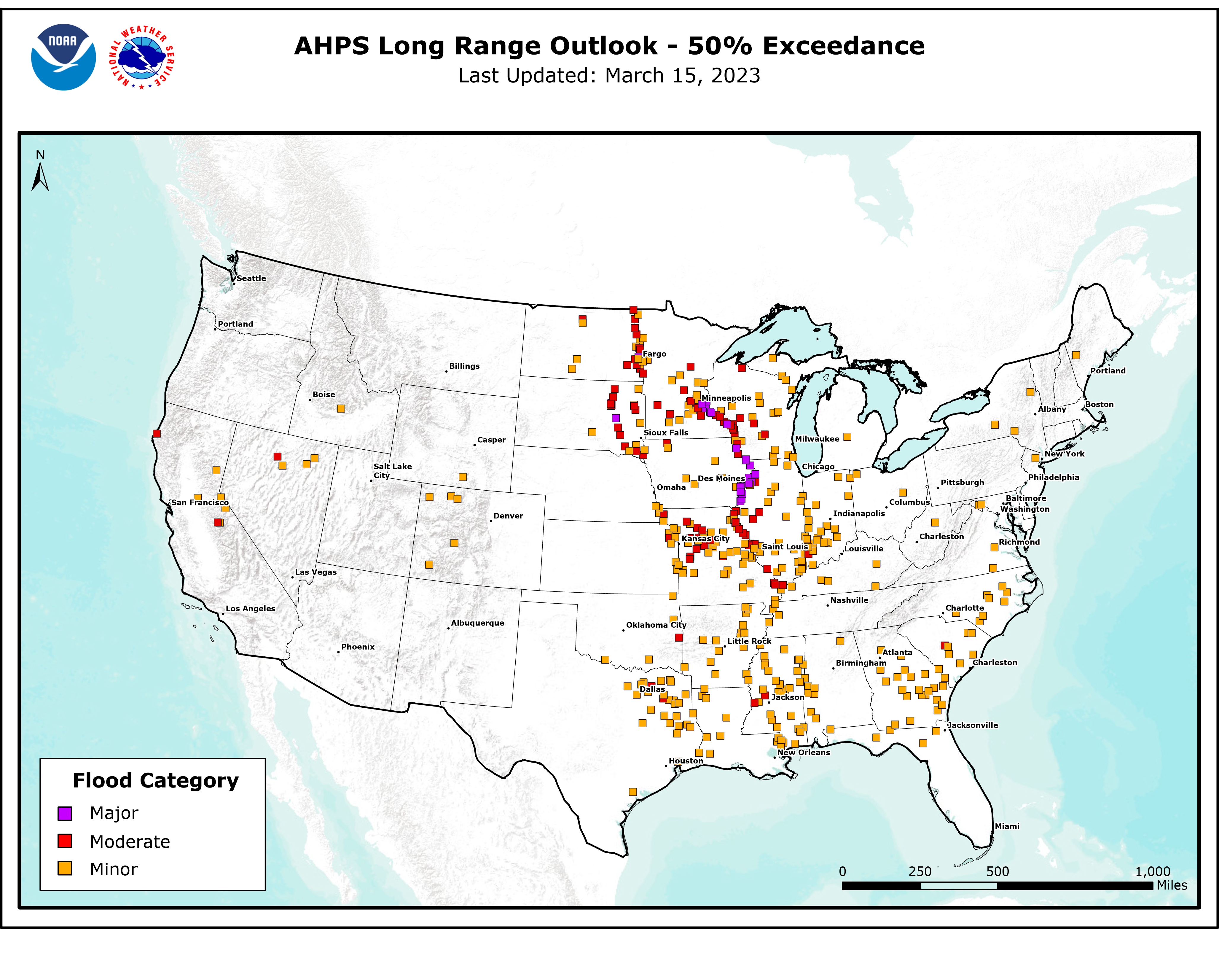 2023 Greater than 50% chance of exceeding flood categories